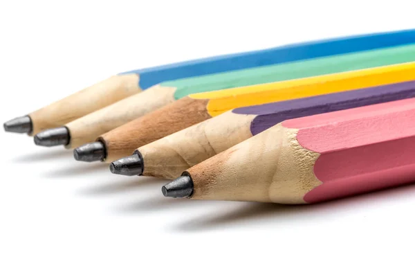 Lápices Color Aislados Sobre Fondo Blanco Vista Primer Plano — Foto de Stock