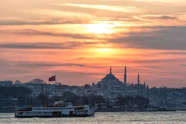 Vue Nocturne Ville Istanbul Dinde — Photo