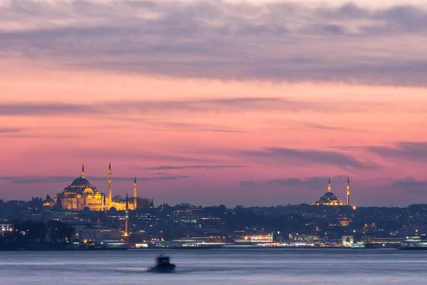 Vista Notturna Della Città Istanbul Tacchino — Foto Stock