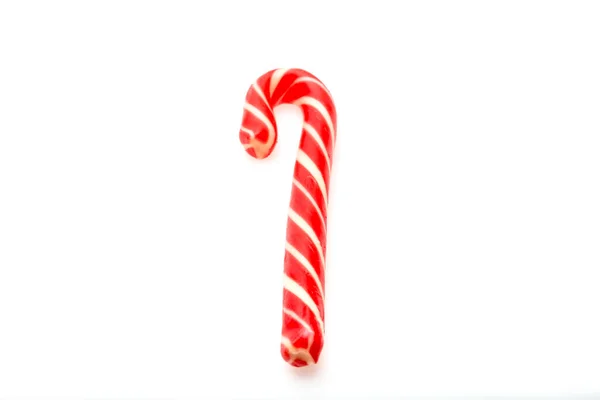Weihnachtsbonbons Nahaufnahme Von Zuckerrohr Isoliert Auf Weißem Hintergrund — Stockfoto