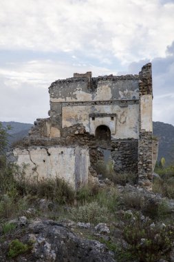 Tarihi Lycian köyü Kayakoy, Fethiye, Mugla, Türkiye. Hayalet kasaba Kayakoy, Lebessos ve Lebessis olarak biliniyor.. 