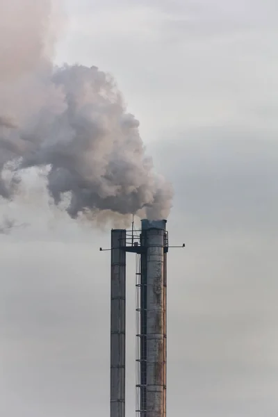 Industrial Chimney Urban Scenery Power Plant Pollution Steam Landscape — Stock Photo, Image