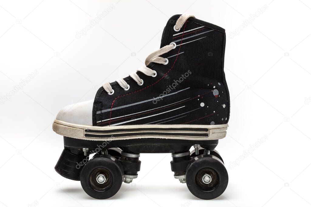 Skate. Pair of inline roller skates on white background.