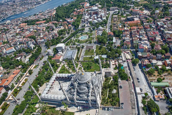 Istambul Turquia Foto Aérea Península Histórica Mesquita Azul Mesquita Sultan — Fotografia de Stock