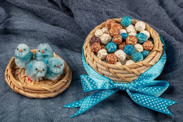 Colorful Candies Starchy Roasted Chickpea Top View Organic Cookie Background — Stock Photo, Image