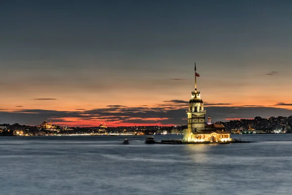 Istanbul Turkey July 2019 View Maiden Tower Sunset — Foto de Stock