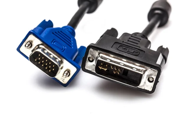 Brass Vga Dvi Cable Isolated White Background — 图库照片