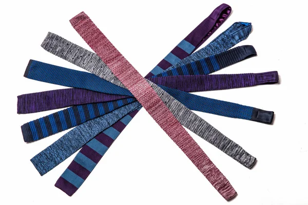 Λεκέδες Βάλε Διαφορετικές Γραβάτες Χρωματιστή Γραβάτα Για Άντρες Σύνολο Από — Φωτογραφία Αρχείου