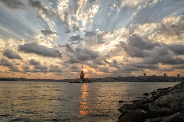 Krásný Výhled Moře Při Západu Slunce Istanbulu Krocan — Stock fotografie