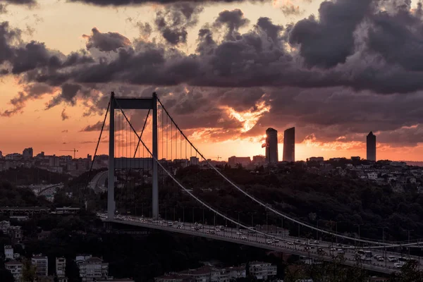 Fatih Sultan Mehmet Brücke Bosporus Von Otagtepe Aus Istanbul Türkei — Stockfoto