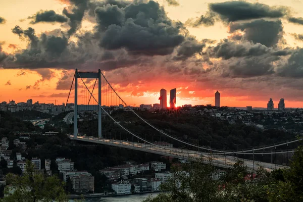 Fatih Sultan Mehmet Brücke Bosporus Von Otagtepe Aus Istanbul Türkei — Stockfoto