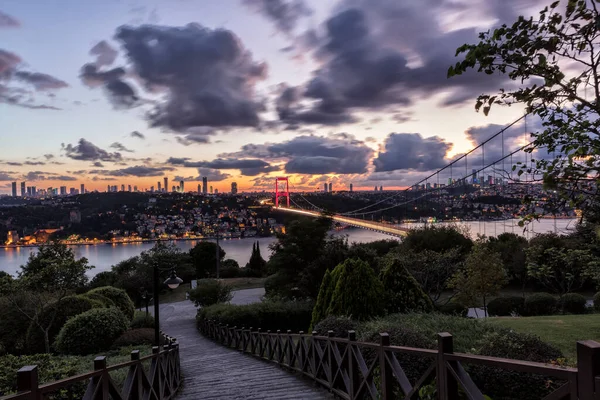 Fatih Sultan Mehmet Brücke Bosporus Von Otagtepe Aus Istanbul Türkei — Stockfoto