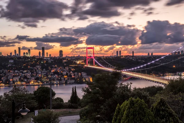 Pont Fatih Sultan Mehmet Sur Bosphore Depuis Otagtepe Istanbul Turquie — Photo