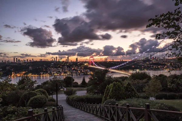 Pont Fatih Sultan Mehmet Sur Bosphore Depuis Otagtepe Istanbul Turquie — Photo