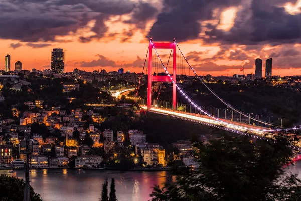 Pont Fatih Sultan Mehmet Sur Bosphore Depuis Otagtepe Istanbul Turquie — Photo