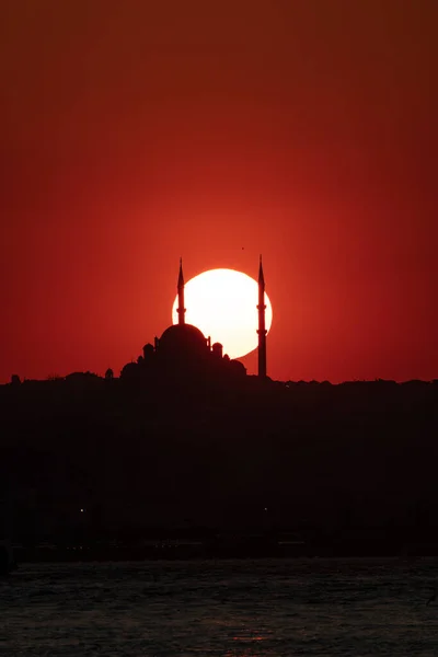 Mosquée Fatih Ponctue Istanbul Skyline Coucher Soleil Istanbul Turquie — Photo