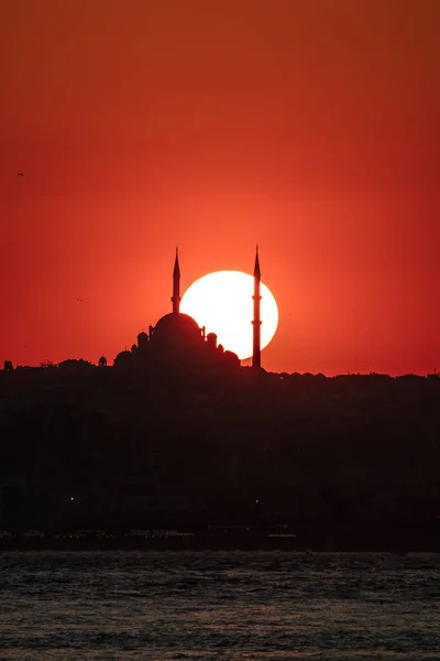 Mezquita Fátima Marca Horizonte Estambul Atardecer Estambul Turquía — Foto de Stock
