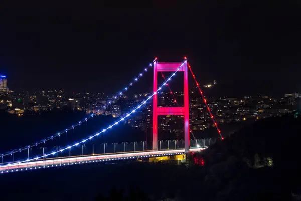 Estambul Puente Del Bósforo Por Noche — Foto de Stock