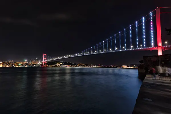 Pont Sur Rivière Dans Soirée Turquie Istanbul — Photo