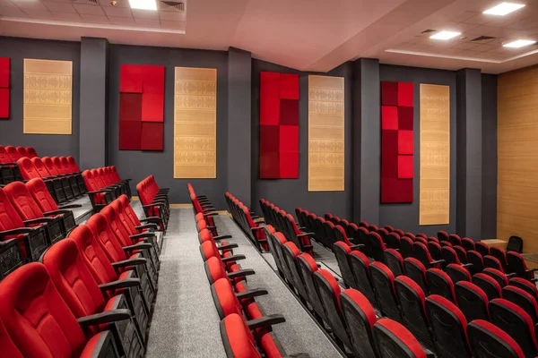 Movie theater( Cinema hall ) with red seats, empty auditorium. Istanbul, Turkey.