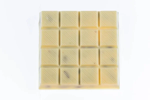 Witte Chocolade Set Gebroken Chocolade Witte Chocolade Tablet Chocolade Pistachenoten — Stockfoto