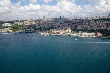 İstanbul, Türkiye - 9 Haziran 2013; İstanbul helikopterden manzara. Helikopterden İstanbul 'daki Four Seasons Oteli' nin İstanbul Boğazı manzarası. Helikopterden ateş ediliyor..