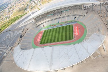 İstanbul, Türkiye - 10 Haziran 2013; İstanbul Olimpiyat Stadyumu 'nun (Atatürk Olimpiyat Stadyumu) havadan görünüşü. Helikopterden ateş ediliyor..