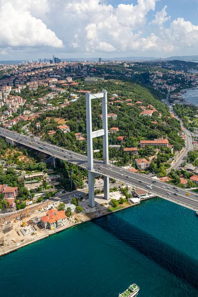Istanbul Turkey June 2013 Istanbul Landscape Helicopter View Bosphorus Bridge — Stock Photo, Image