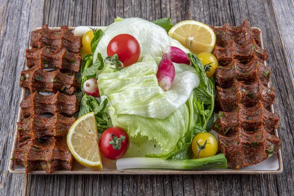 Geleneksel Türk Çiğ Eti Cig Kofte Türk Yemeği Cig Kofte — Stok fotoğraf