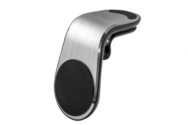 Araba cep telefonu tutucusu. Bir arabada klima prizine monte edilebilir ayarlanabilir aygıt boyutuna sahip mobil bir cihaz tutucu.