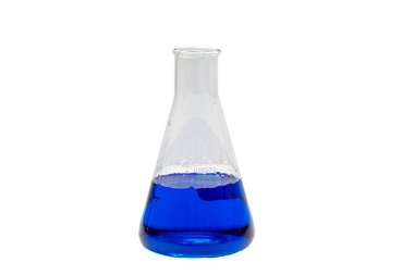Laboratuvar ekipmanları, Erlenmeyer Matarası beyaz arka planda izole edilmiş..