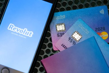 Vilnius / Litvanya 10 Aralık 2018 Revolut bankacılık sistemi