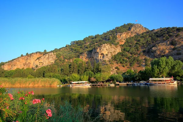 Kända Kunggravar Kaunos Dalyan Turkiet Det Finns Dussintals Gravar Inristade — Stockfoto