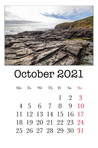 Kalendářní Karta Měsíc Říjen 2021 — Stock fotografie