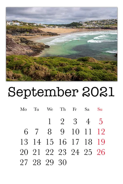 Kalendářní Karta Měsíc Září 2021 — Stock fotografie