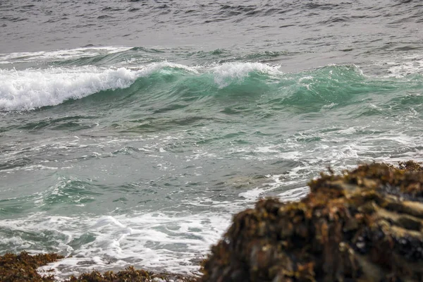 Nova Polzeath Bela Vista Com Ondas Mar Cornualha — Fotografia de Stock