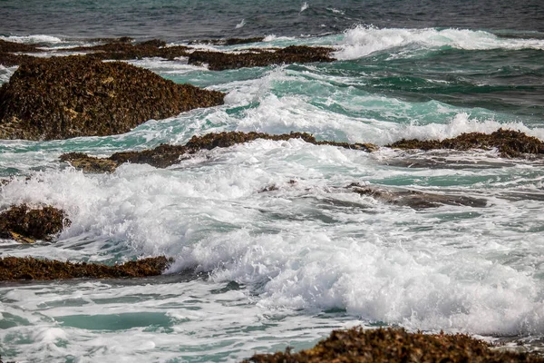 New Polzeath Beautiful View Waves Sea Cornwall — стокове фото