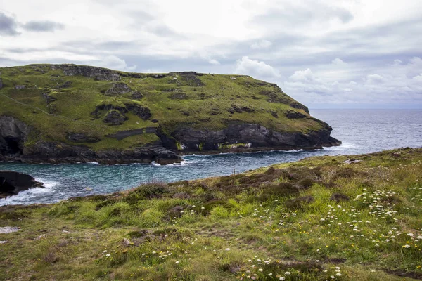 Tintagel Bela Vista Mar Montanha Cornualha Norte — Fotografia de Stock