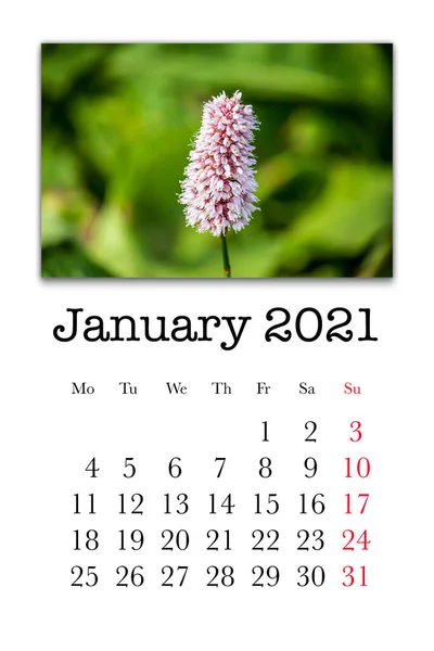 Kalenderkarte Für Januar 2021 — Stockfoto