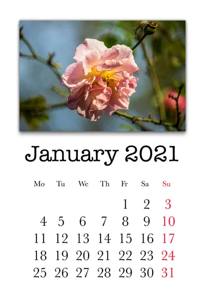 Kalenderkarte Für Januar 2021 — Stockfoto