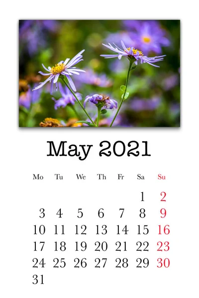 Scheda Calendario Mese Maggio 2021 — Foto Stock