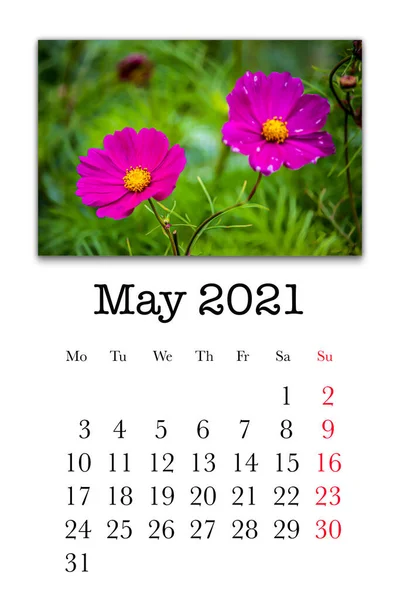 Scheda Calendario Mese Maggio 2021 — Foto Stock