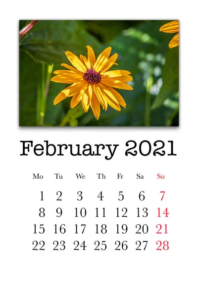 カレンダーカード2021年2月 — ストック写真