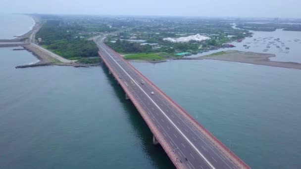 Pemandangan Udara Jembatan Sicao Taman Nasional Taijiang Tainan Taiwan — Stok Video