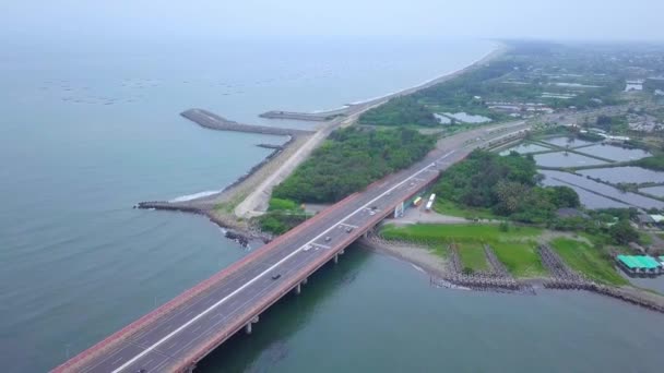 Pemandangan Udara Jembatan Sicao Taman Nasional Taijiang Tainan Taiwan — Stok Video