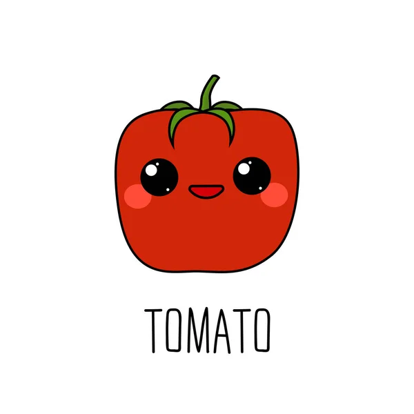 Rolig Tecknad Tomat Karaktär Kawaii Stil — Stock vektor