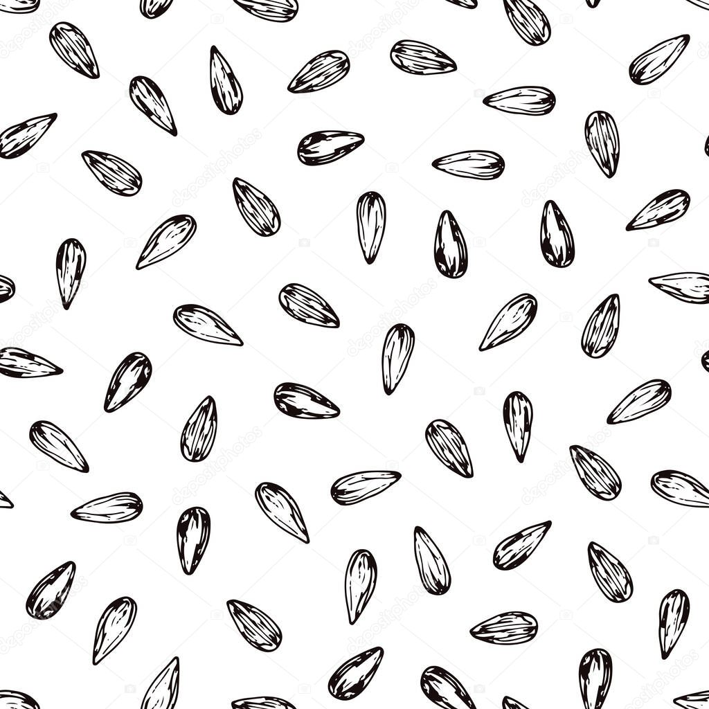 Hand drawn sketch style almond seamless pattern. Vector illustration.