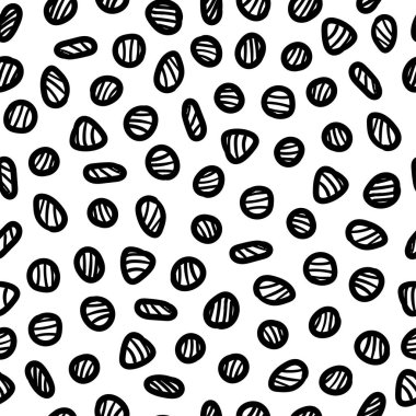 El çizimi soyut mürekkep daireleri pürüzsüz desen. Vektör soyut arkaplanı. Tekstil, kart, baskı, kartpostal dokusu.