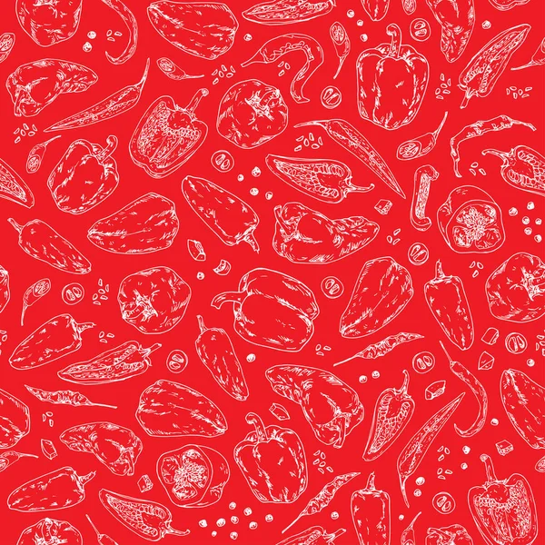 Ручний Намальований Стиль Ескізу Червоному Тлі Векторний Безшовний Візерунок Мітки — стоковий вектор