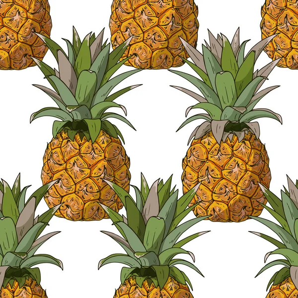 Ręcznie Rysowane Szkic Styl Ananas Bezszwowy Wzór Kolorowe Tło Wzór — Wektor stockowy